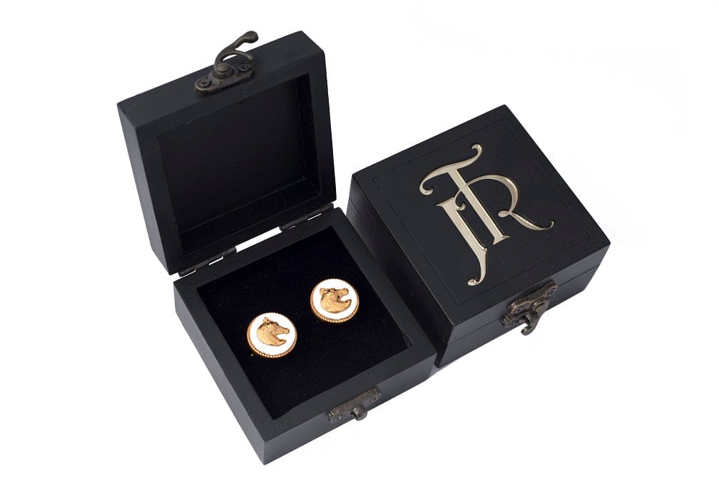 Handcrafted Horse Gold Plated Cufflinks (White) | Horse Cufflinks Gift Set | JRT Handicrafts