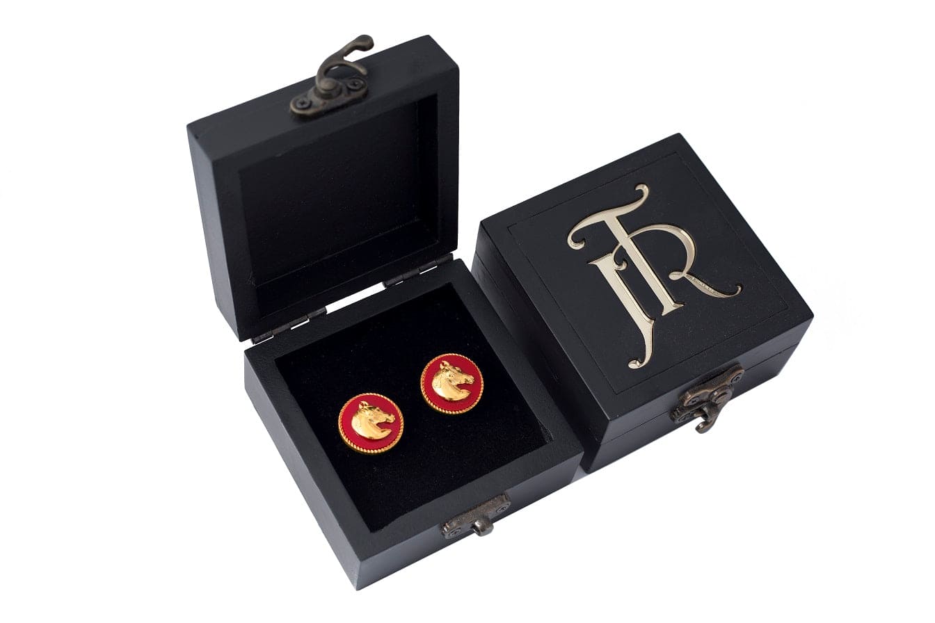 Horse Gold Plated Cufflinks (Red) | Red Cufflinks Gift Set | JRT Handicrafts