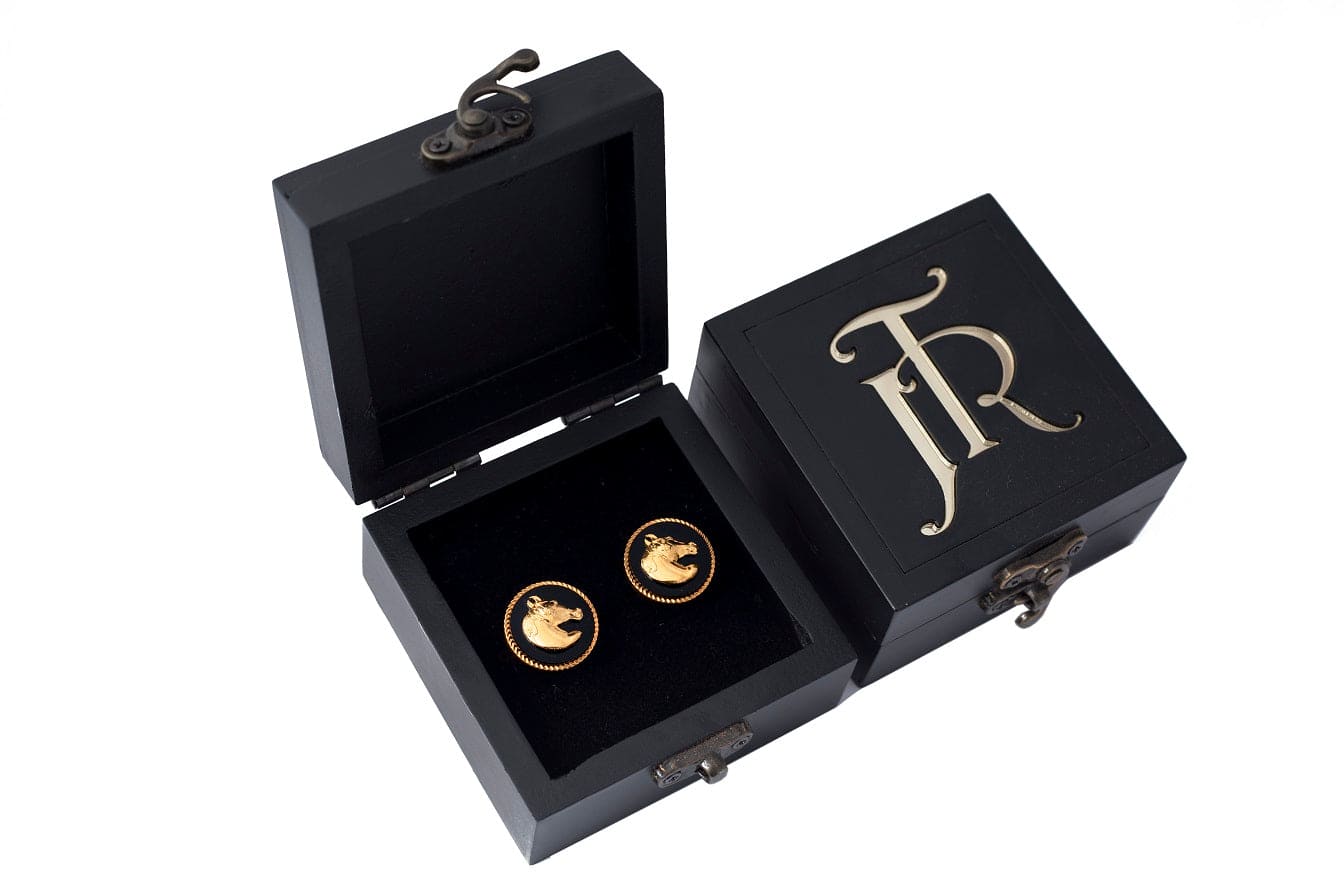 Premium Horse Gold Plated Cufflinks (Black) | Black Cufflinks Online | JRT Handicrafts