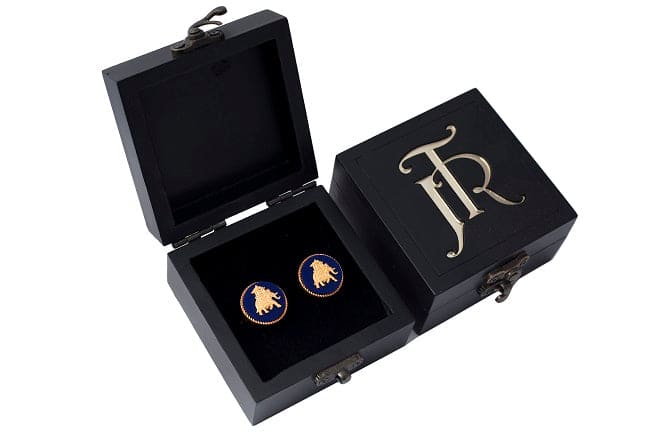 Elephant Howdah Gold Plated Cufflinks (Blue) | Blue Cufflinks For Men | JRT Handicrafts