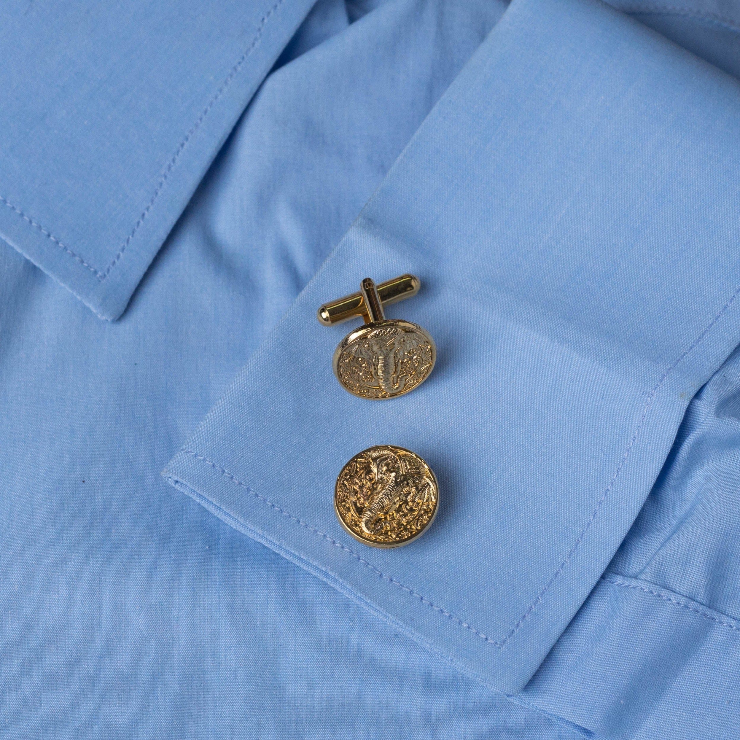 Floral Tracery Elephant Gold Plated Cufflinks For Men | designer cufflinks | JRT Handicrafts