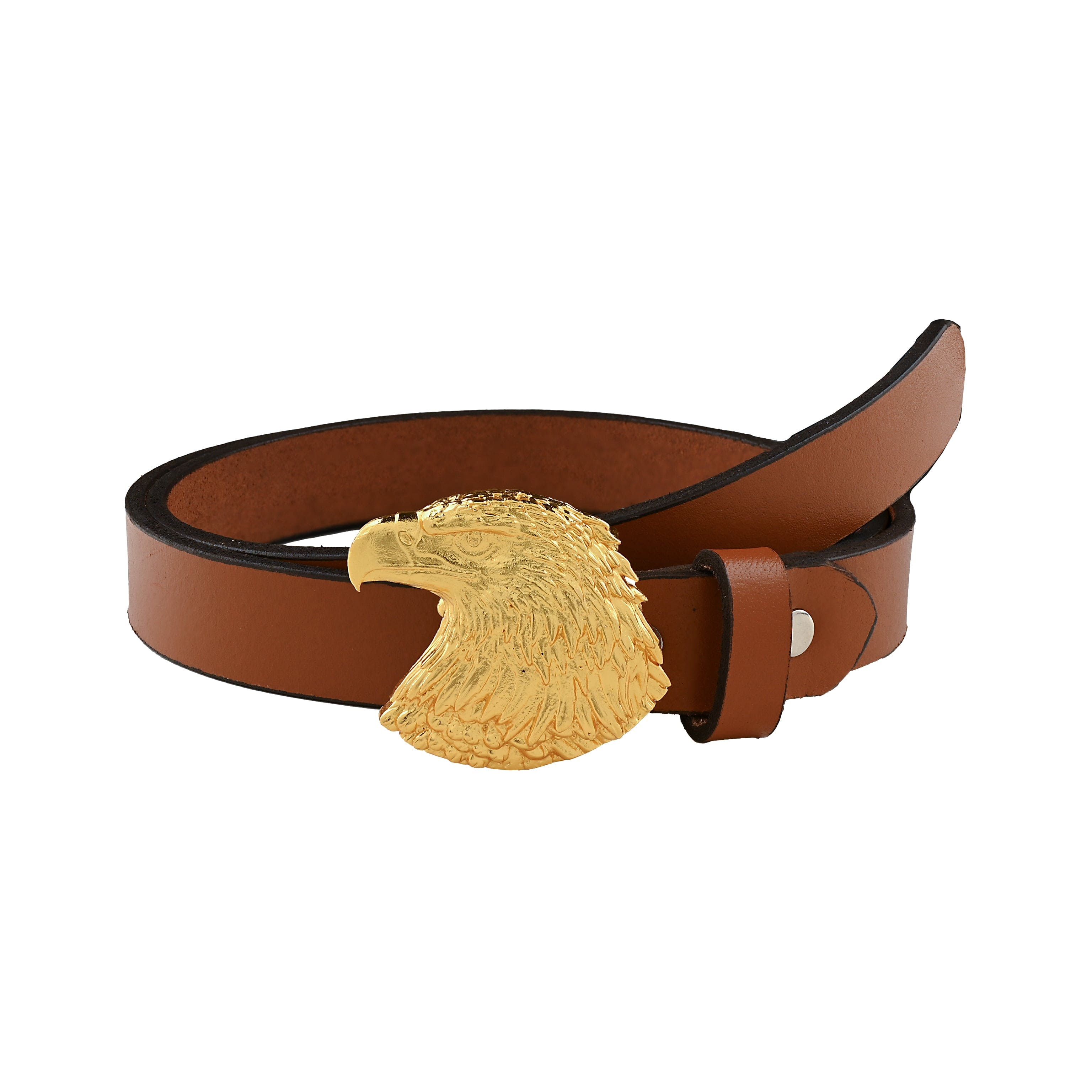 Handcrafted Eagle Head Gold Plated Leather Belt