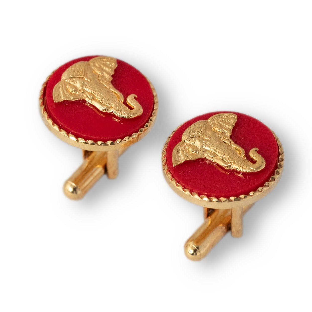 Elephant Cufflinks Gift Set | Elephant Gold Plated Red Cufflinks For Men | JRT Handicrafts