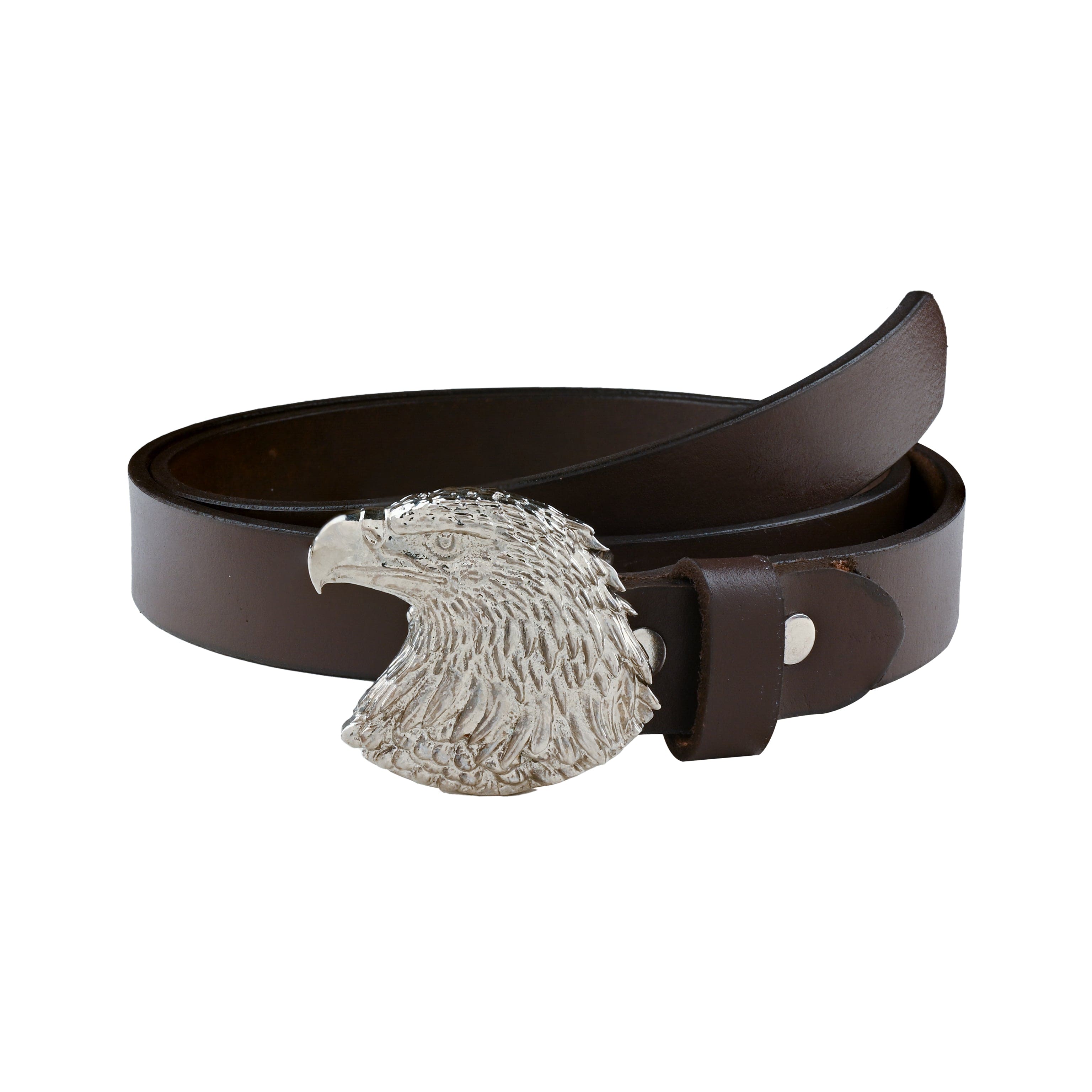 Handcrafted Eagle Head Silver Plated Leather Belt