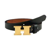 Handcrafted Personalized Initial Monogram Gold Buckle Slim Belt for Women