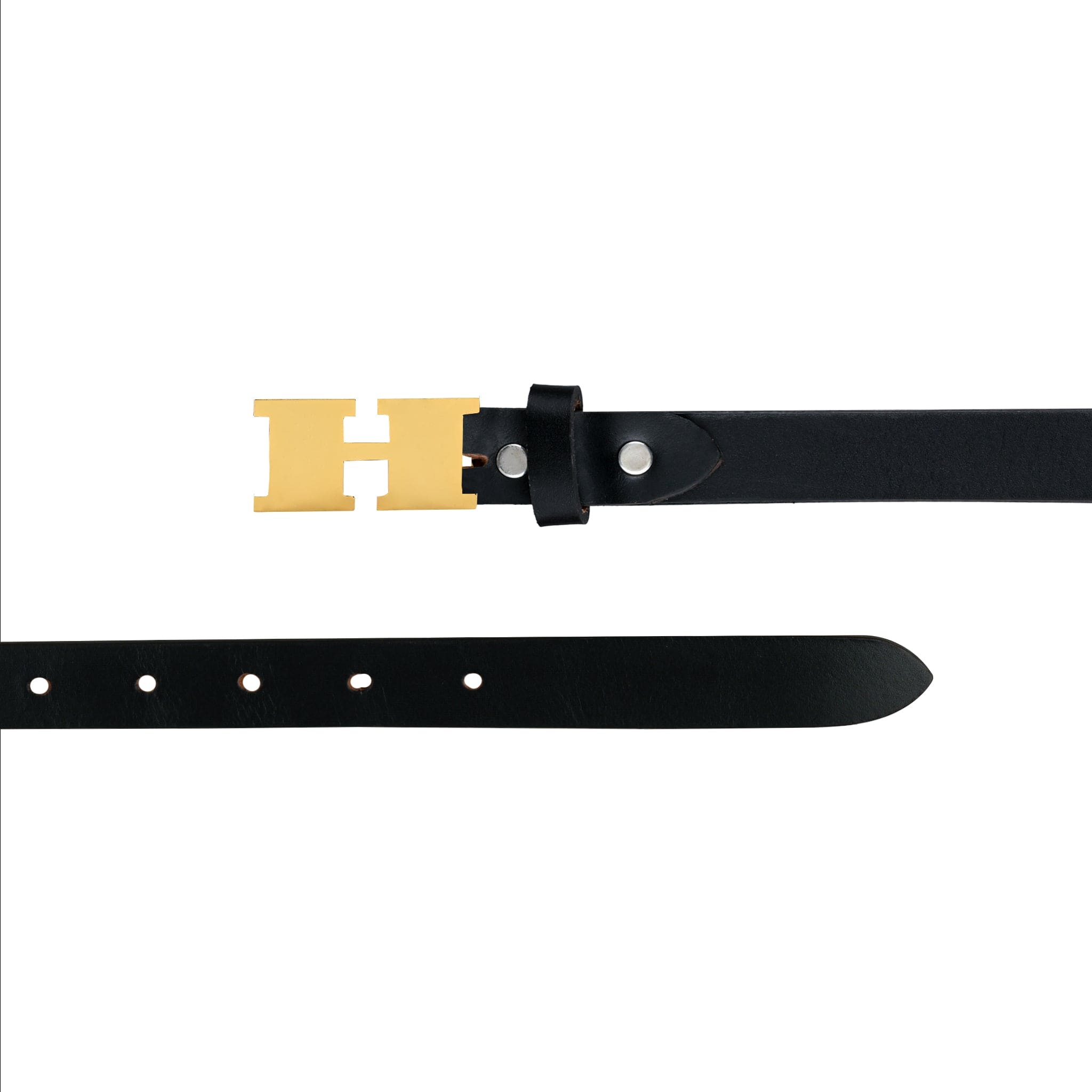 Handcrafted Personalized Initial Monogram Gold Buckle Slim Belt for Women