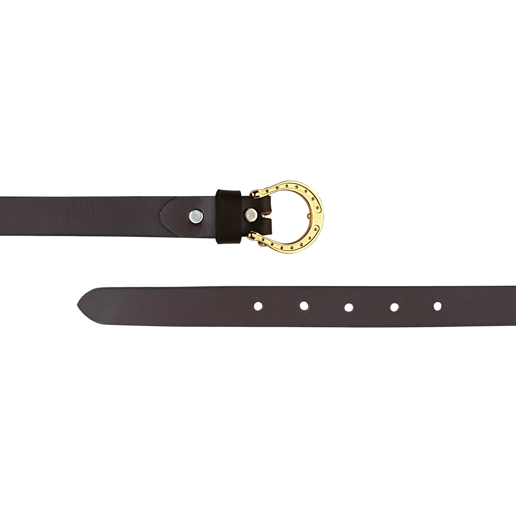 Handcrafted Slim Belt with Gold Plated Horseshoe Buckle