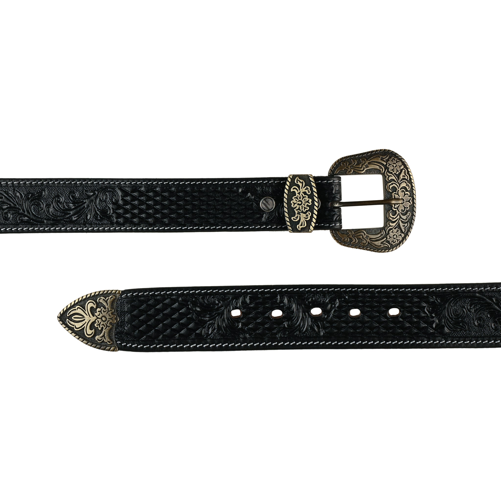 Buy Black Alligator Print Leather Belt Gold Ornate Filigree Buckle