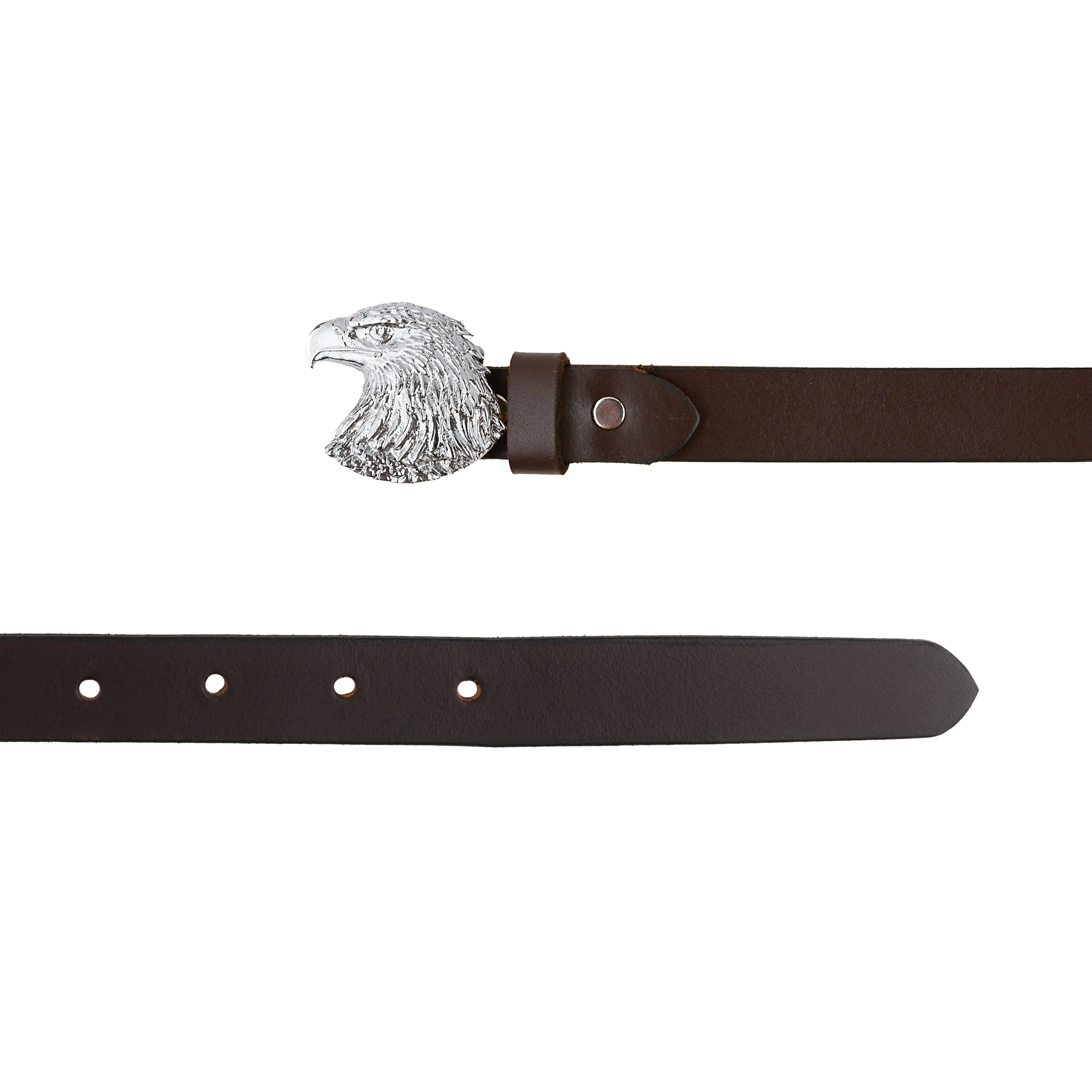 Handcrafted Eagle Head Silver Plated Leather Belt