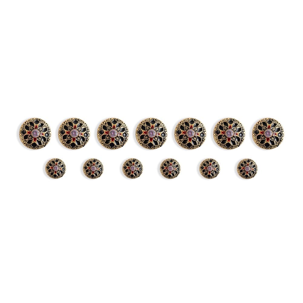 Handcrafted Black Floret Enamel Buttons Online | Jodhpuri Suit Buttons | JRT Handicrafts