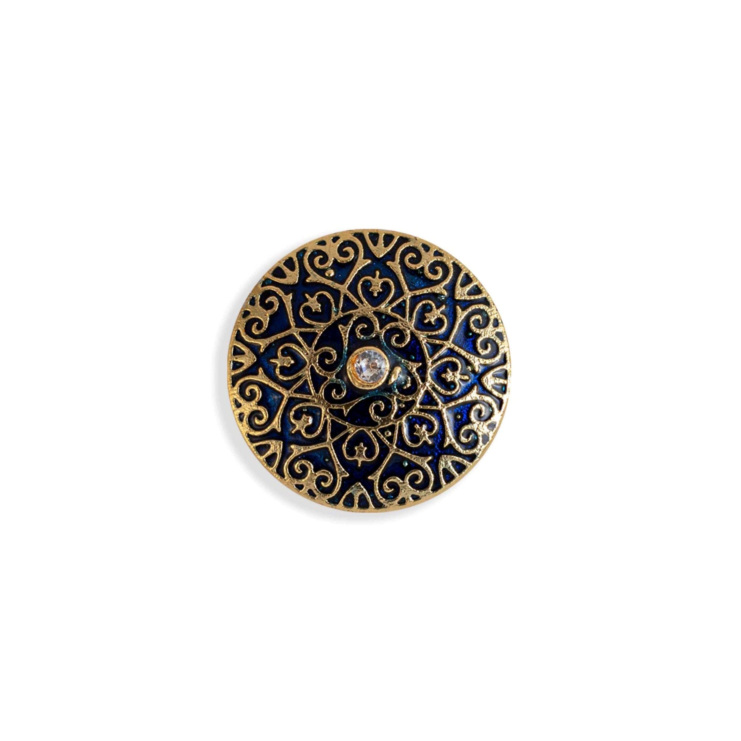 Handcrafted Royal Blue Mandala Floret Enamel Buttons | Jodhpuri Suit Buttons | JRT Handicrafts