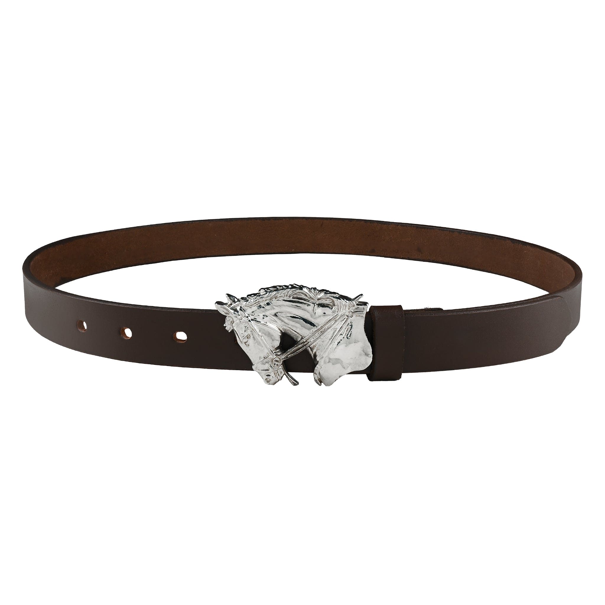 Handcrafted Equestrian Silver Plated Horse Buckle Leather Belt for Women