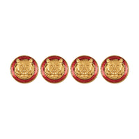 Red Enamel Gold Plated Tiger Motif Kurta Button Set