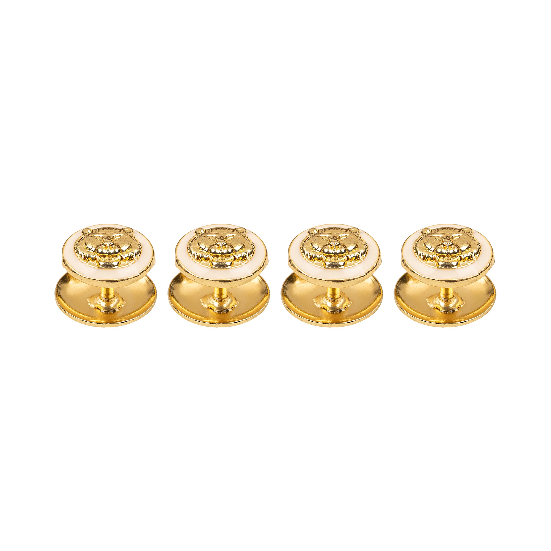 White Enamel Gold Plated Tiger Motif Kurta Button Set