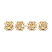 White Enamel Gold Plated Tiger Motif Kurta Button Set
