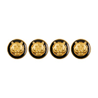 Black Enamel Gold Plated Tiger Motif Kurta Button Set