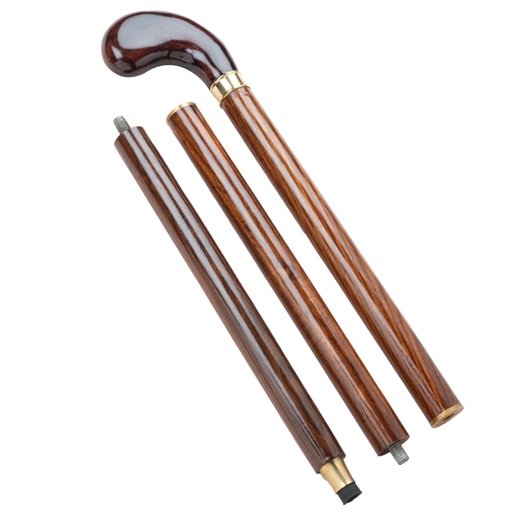 Luxury Short Golf-Style Natural Polish Walking Stick in Indian Rosewood