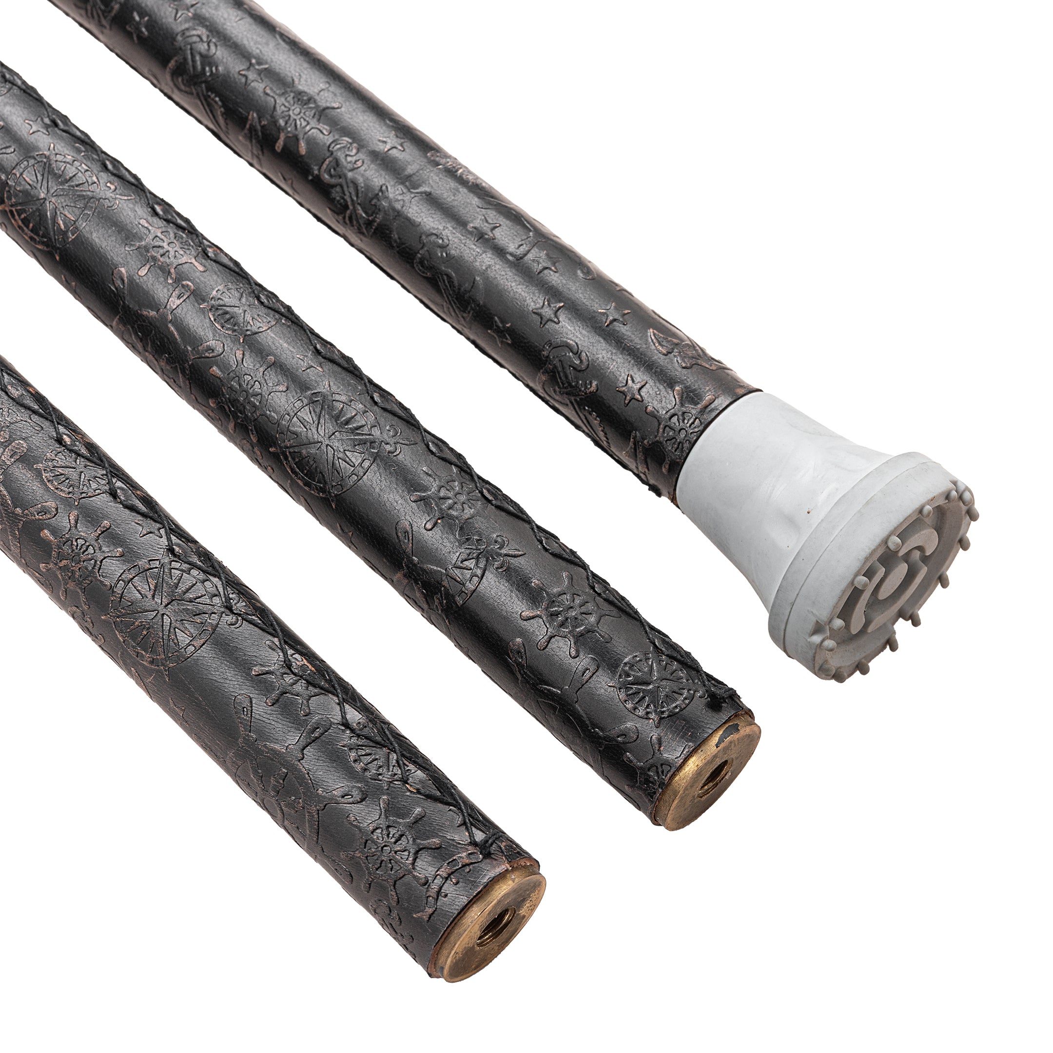 Handcrafted Beechwood Folding Walking Stick with Exotic Wood Derby Handle & Leather Grip