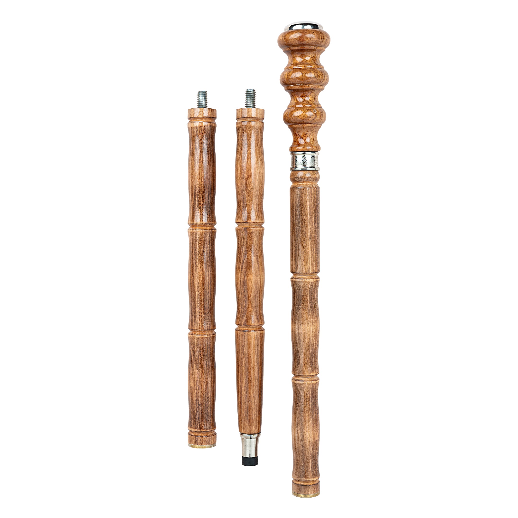 Handcrafted Beechwood Folding Walking Stick with Carved Ball Knob Handle