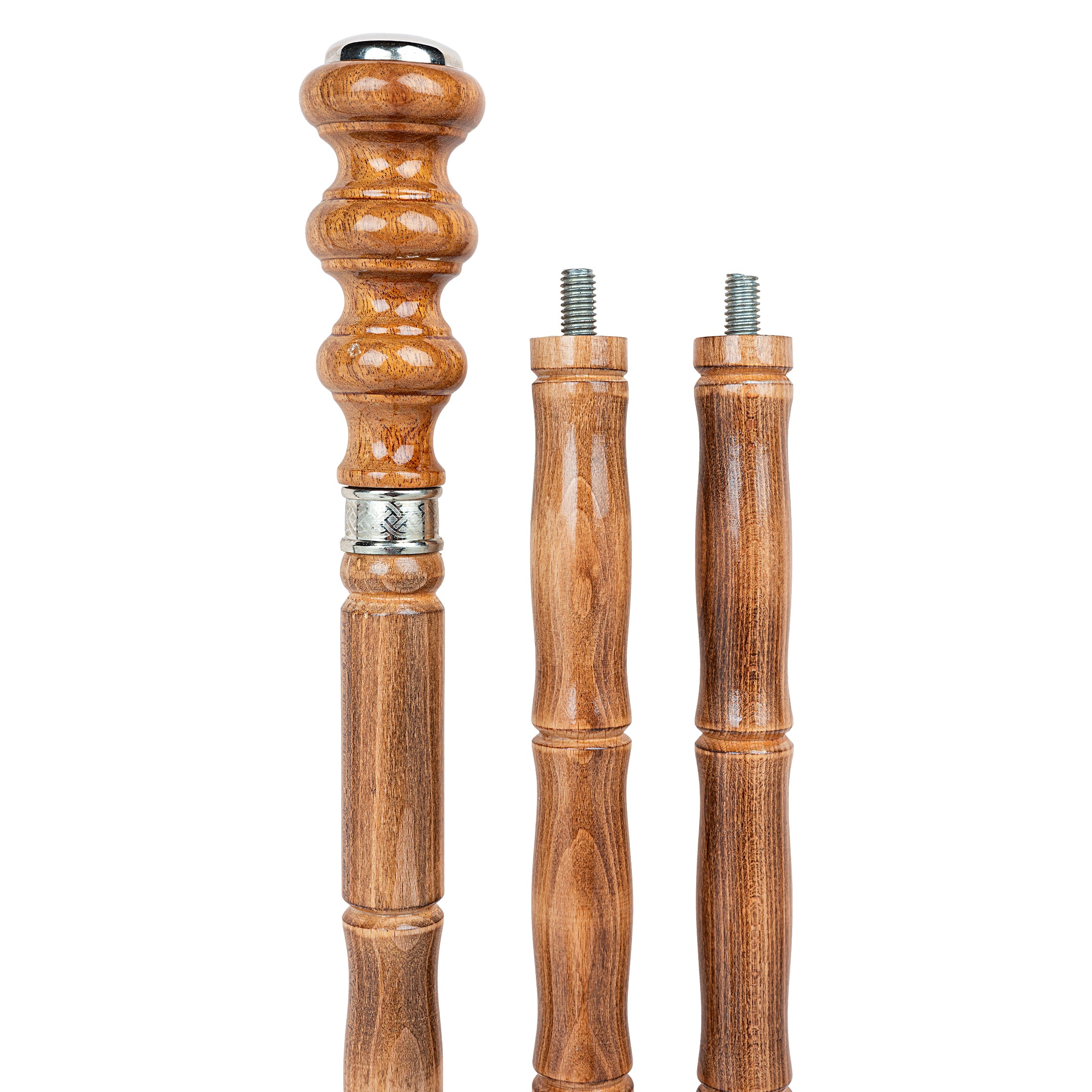 Handcrafted Beechwood Folding Walking Stick with Carved Ball Knob Handle