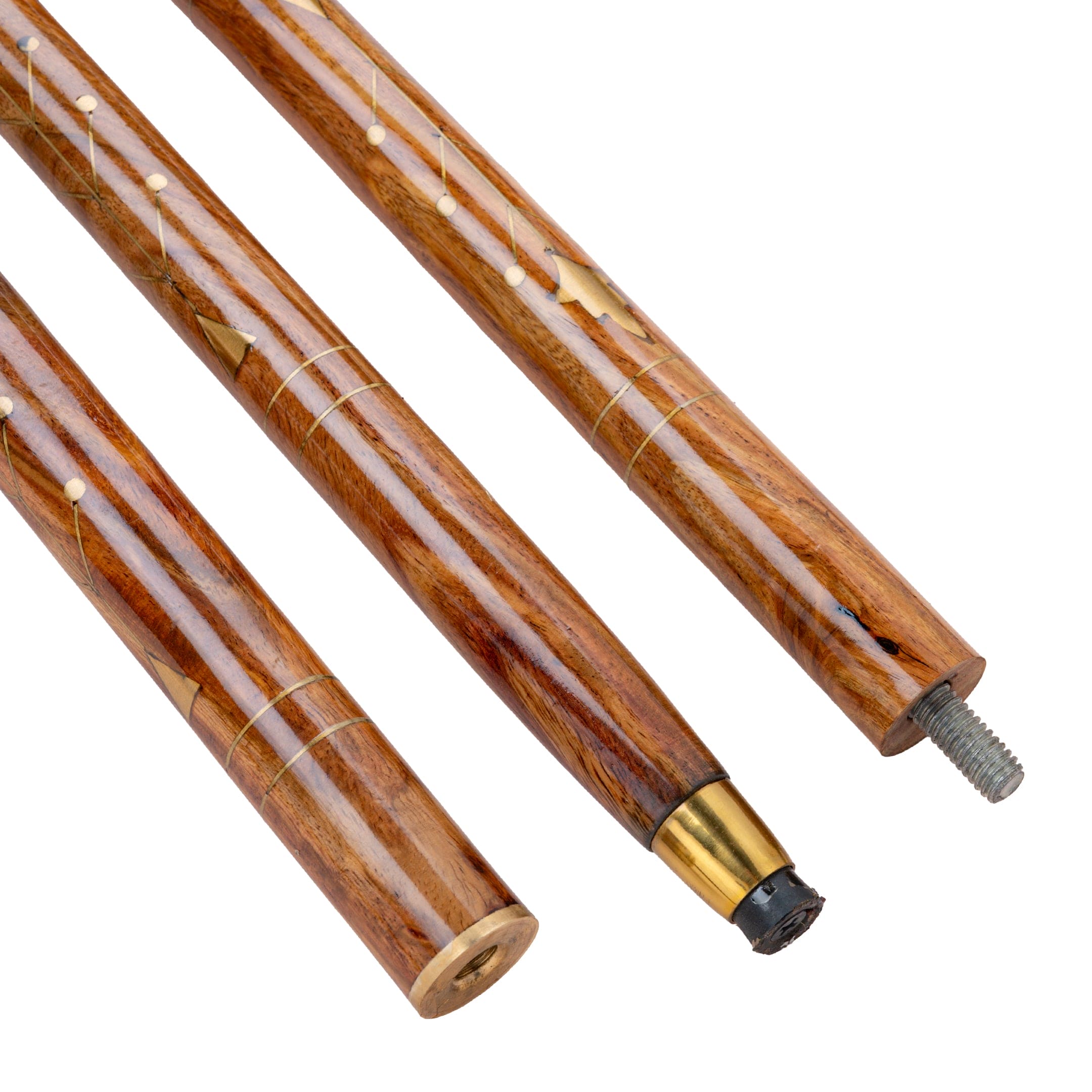Brass Inlay Handcrafted Indian Rosewood Natural Polish Walking Stick