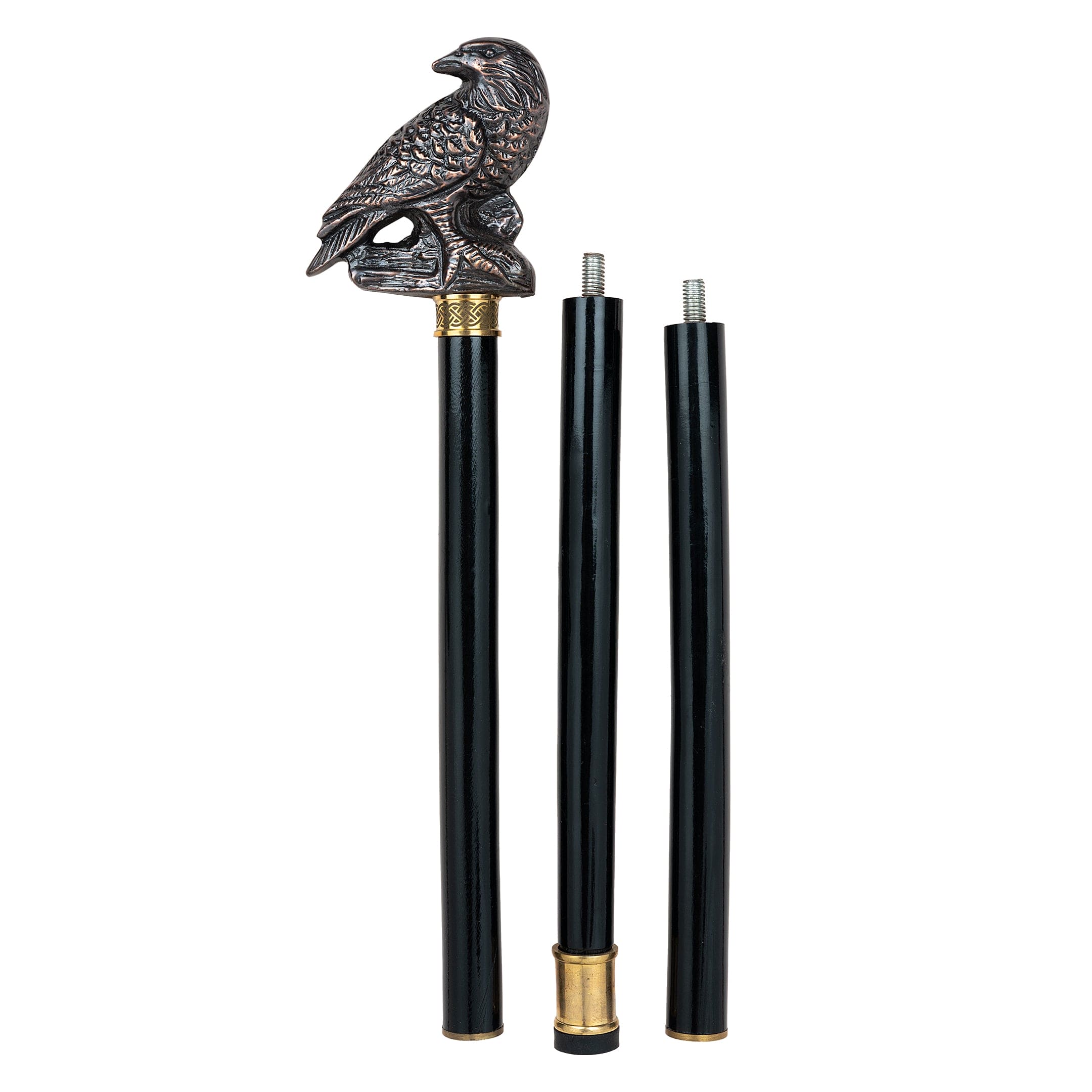 Handcrafted Beechwood Folding Walking Stick with Antique Brass Eagle Head Handle