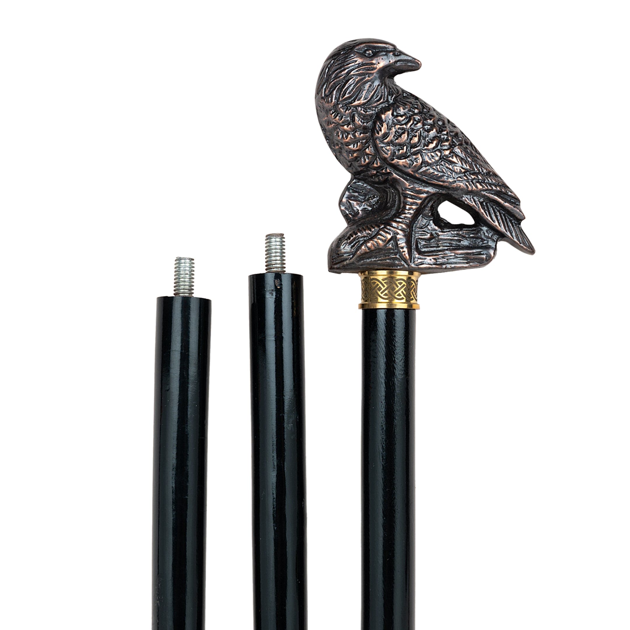 Handcrafted Beechwood Folding Walking Stick with Antique Brass Eagle Head Handle