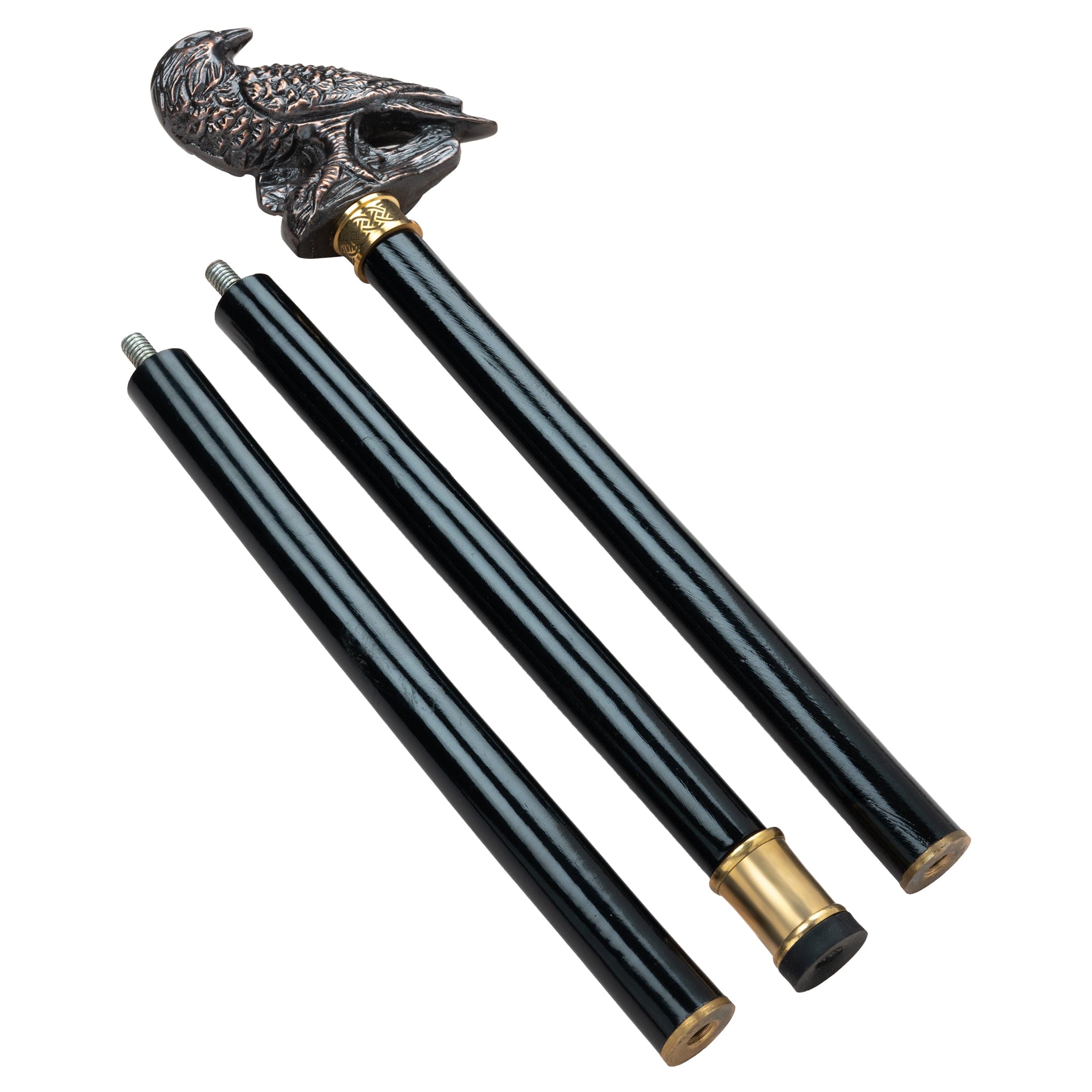 Handcrafted Beechwood Folding Walking Stick with Antique Brass Eagle Head Handle