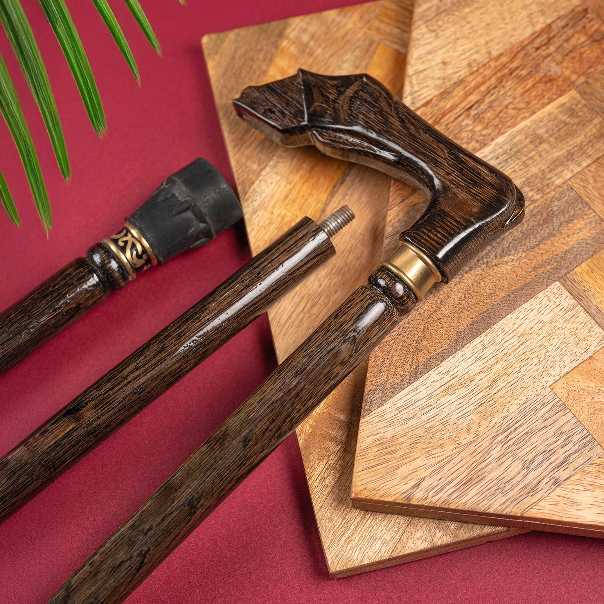 Horseleg Inspired walking Stick crafted in Walnut Shade Indian Rosewood