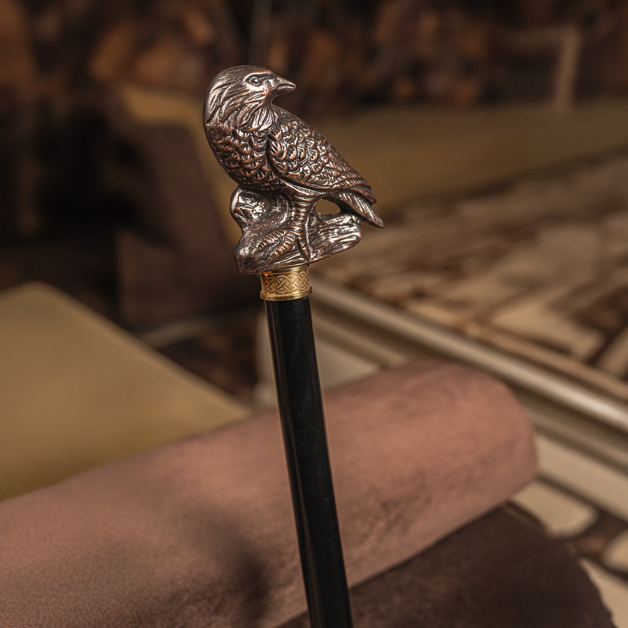 Handcrafted Beechwood Folding Walking Stick with Antique Brass Eagle Head Handle