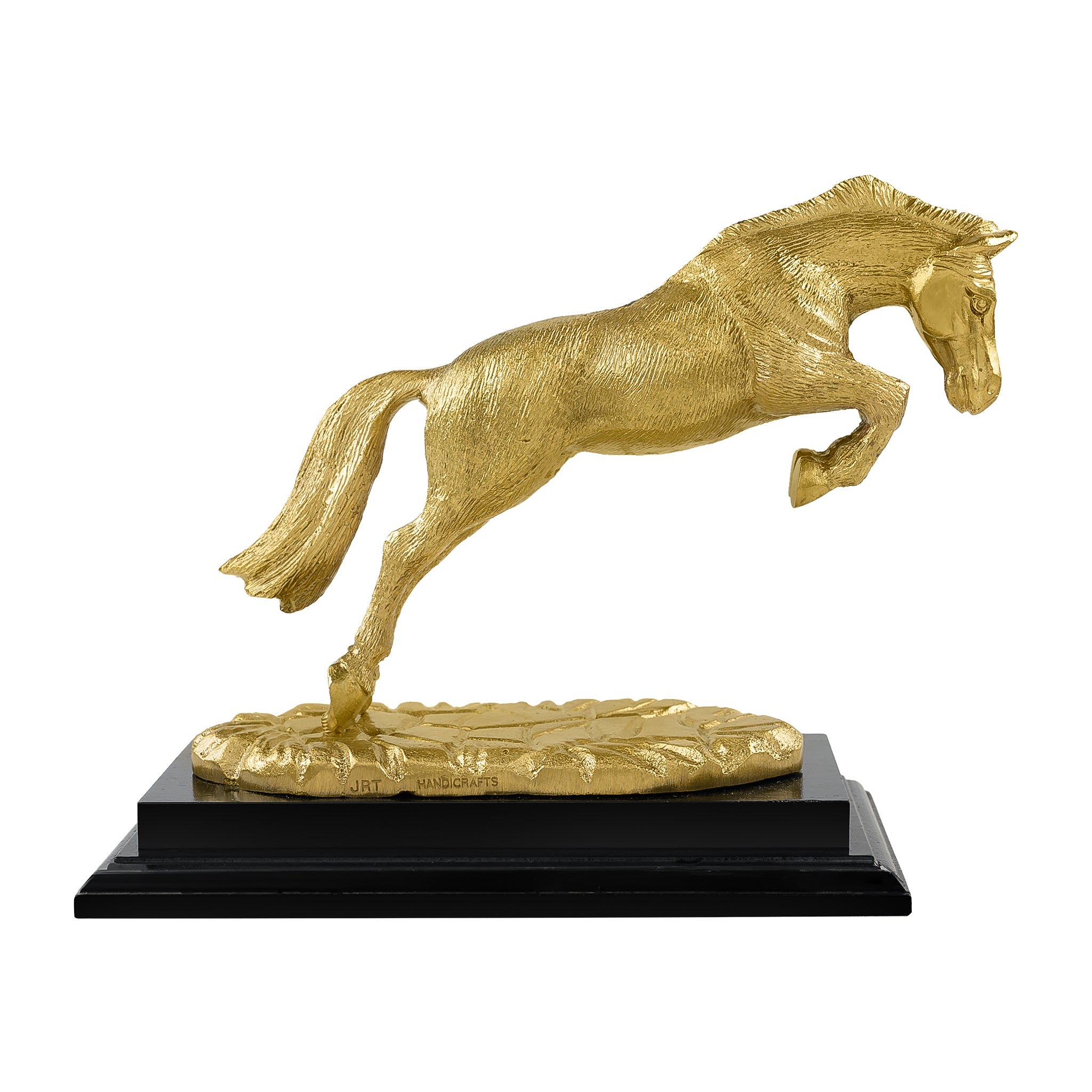 Handcrafted Brass Galloping Horse Statue – Natural Finish