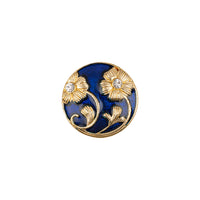 Handcrafted Twin Floral Navy Blue Meenakari Gold Plated Buttons