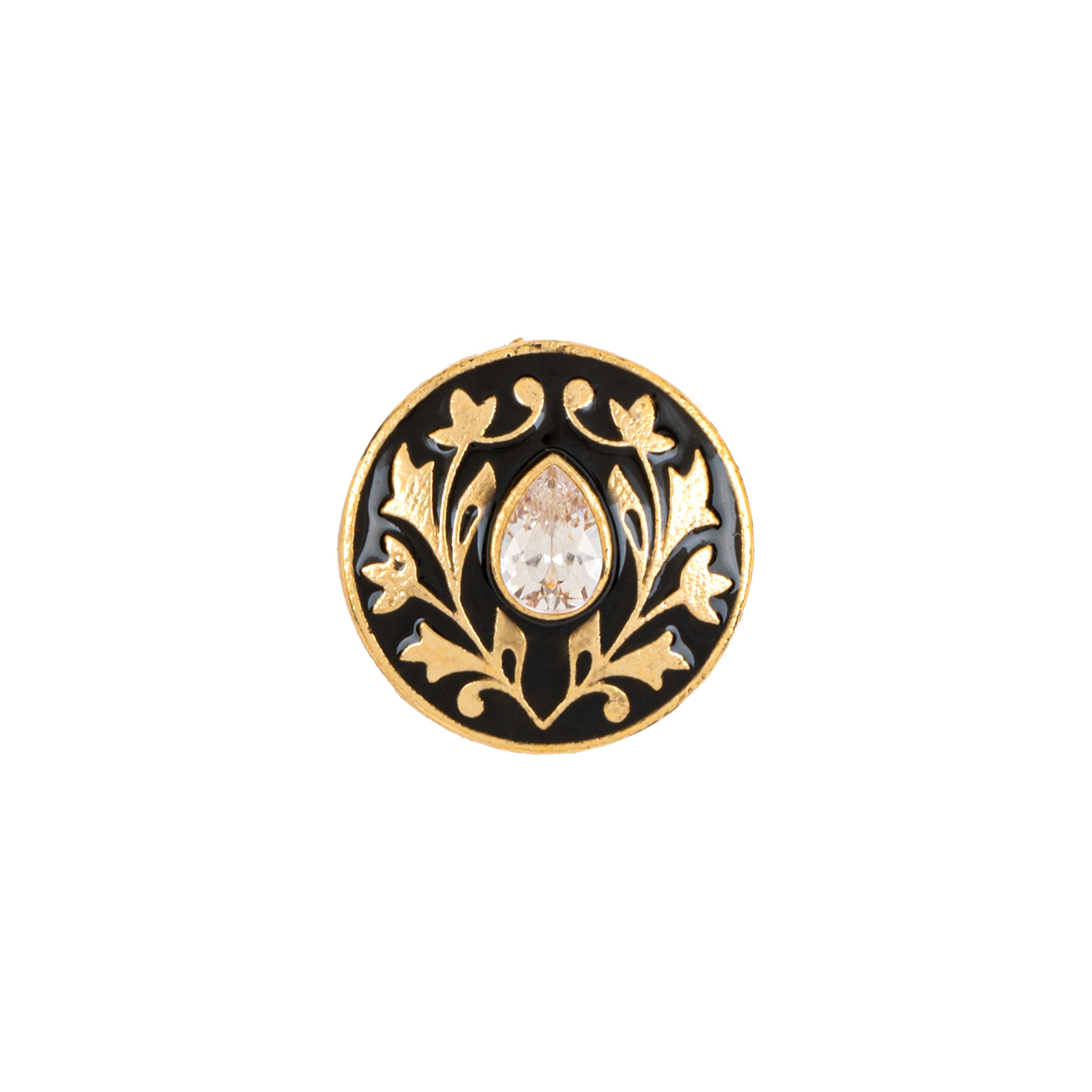 Handcrafted Black Meenakari Paisley Kundan Gold Plated Button