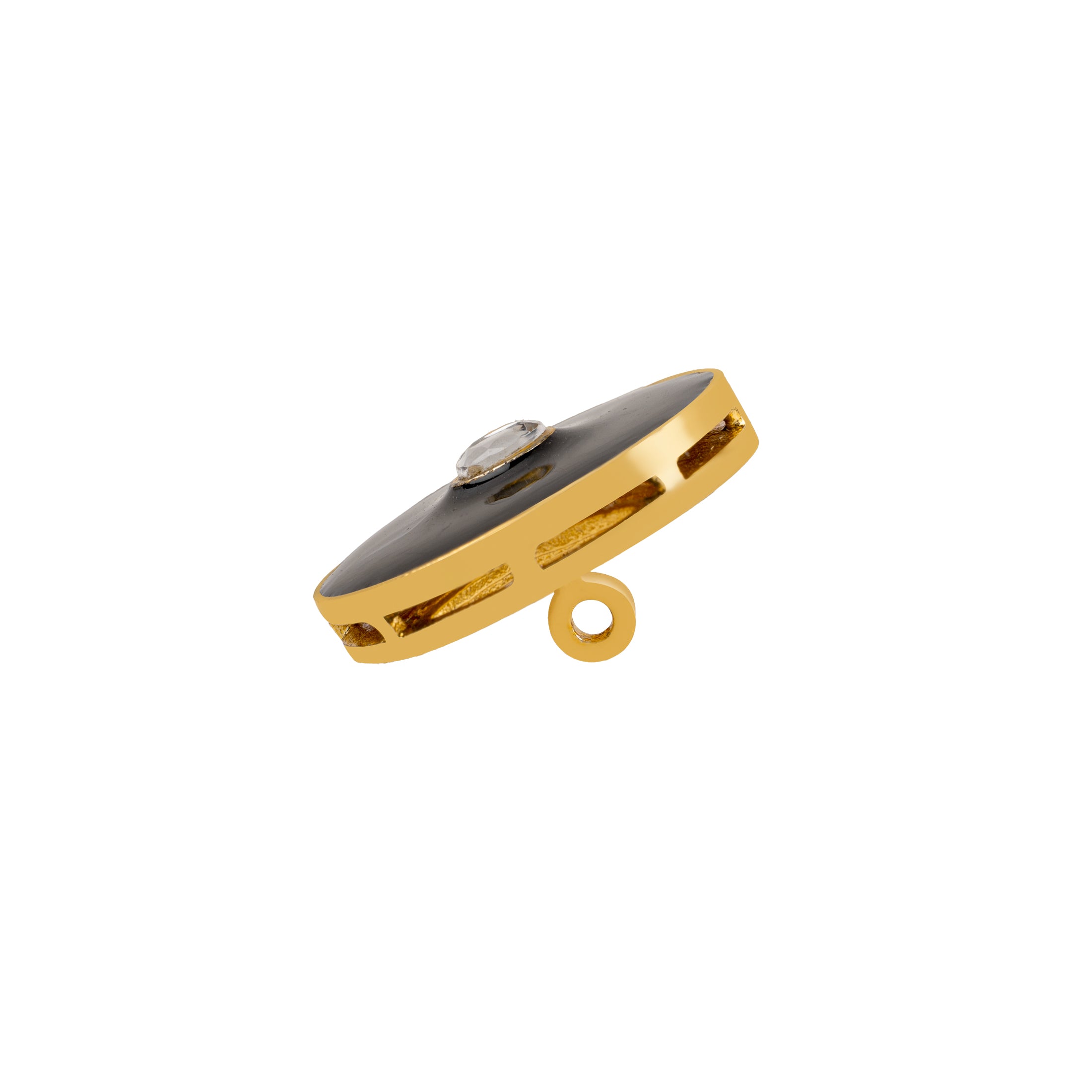 Black Meenakari Polki Deco Gold Plated Button