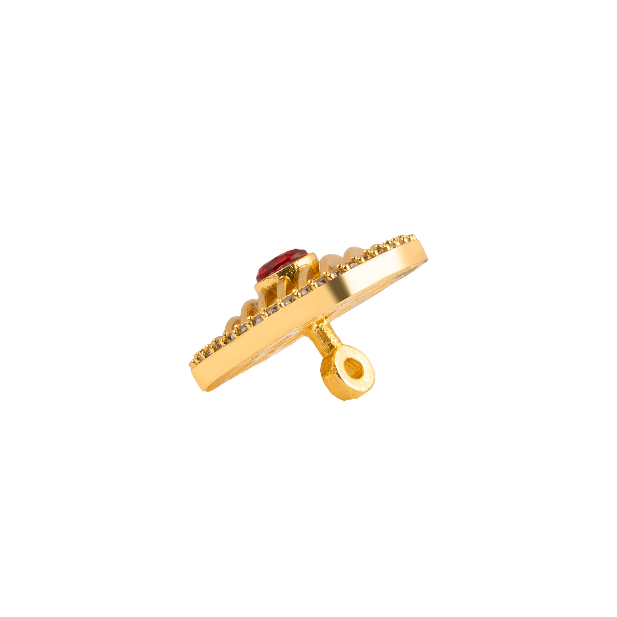 Handcrafted Jali Kundan Ruby Gold Plated Button