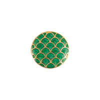 Handcrafted Emerald Fish Scale Meenakari Gold Plated Button