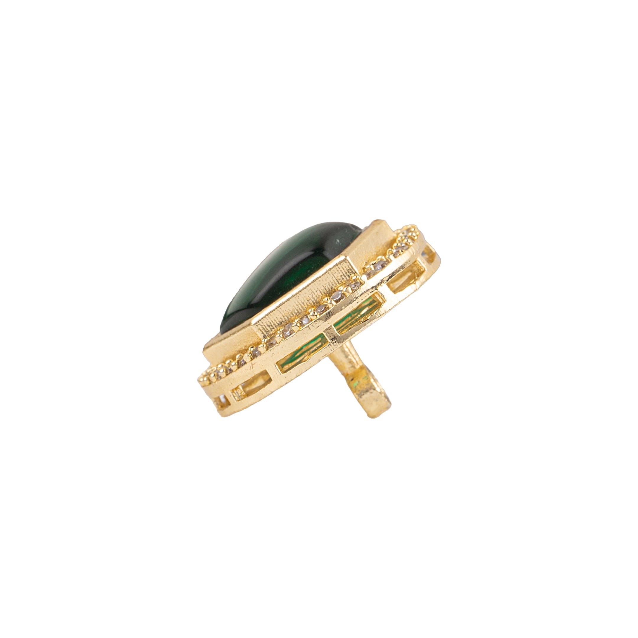 Handcrafted Polki Green Cabochon Gold Plated Suit Buttons