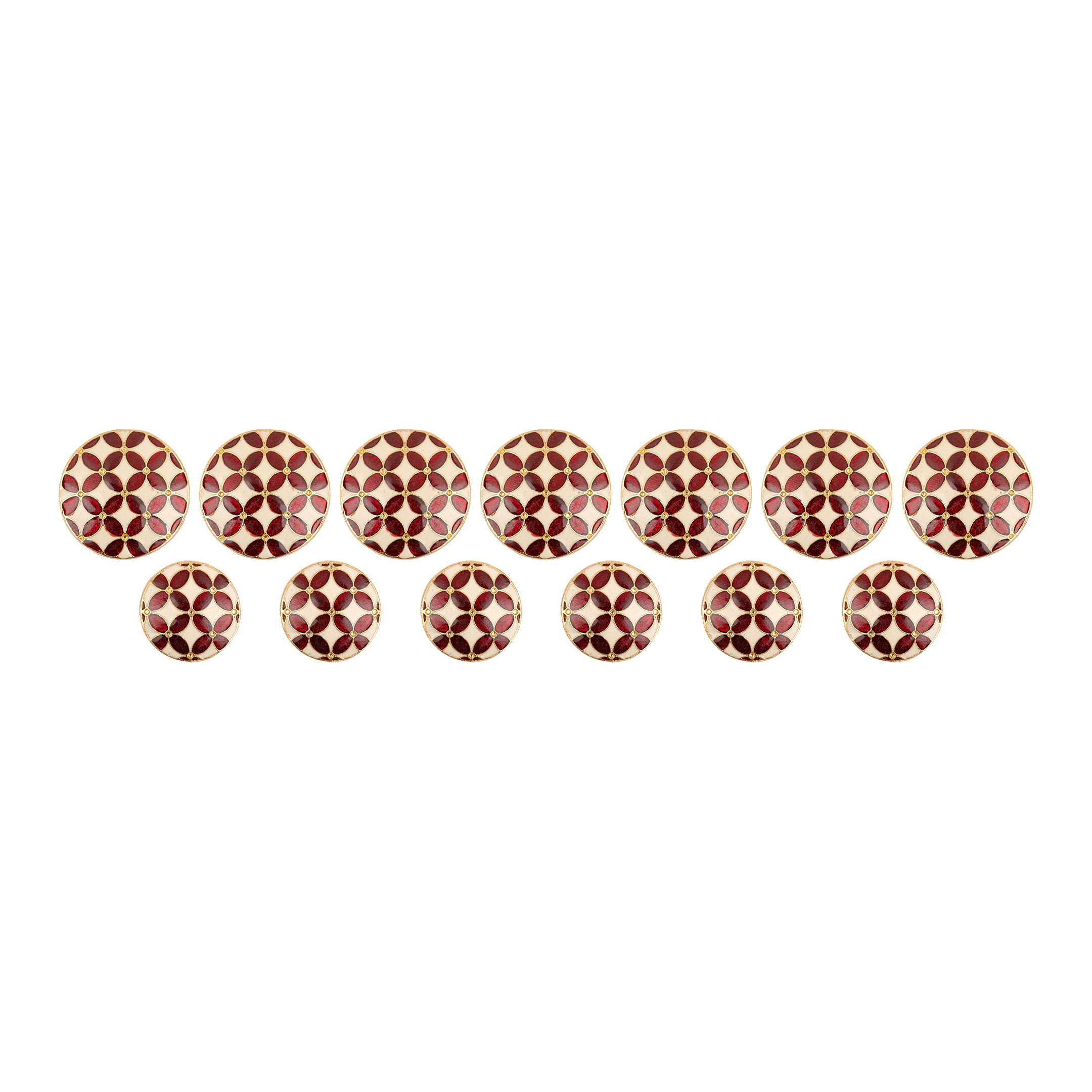 Red Floral Cloisonné Enamel Gold Plated Button