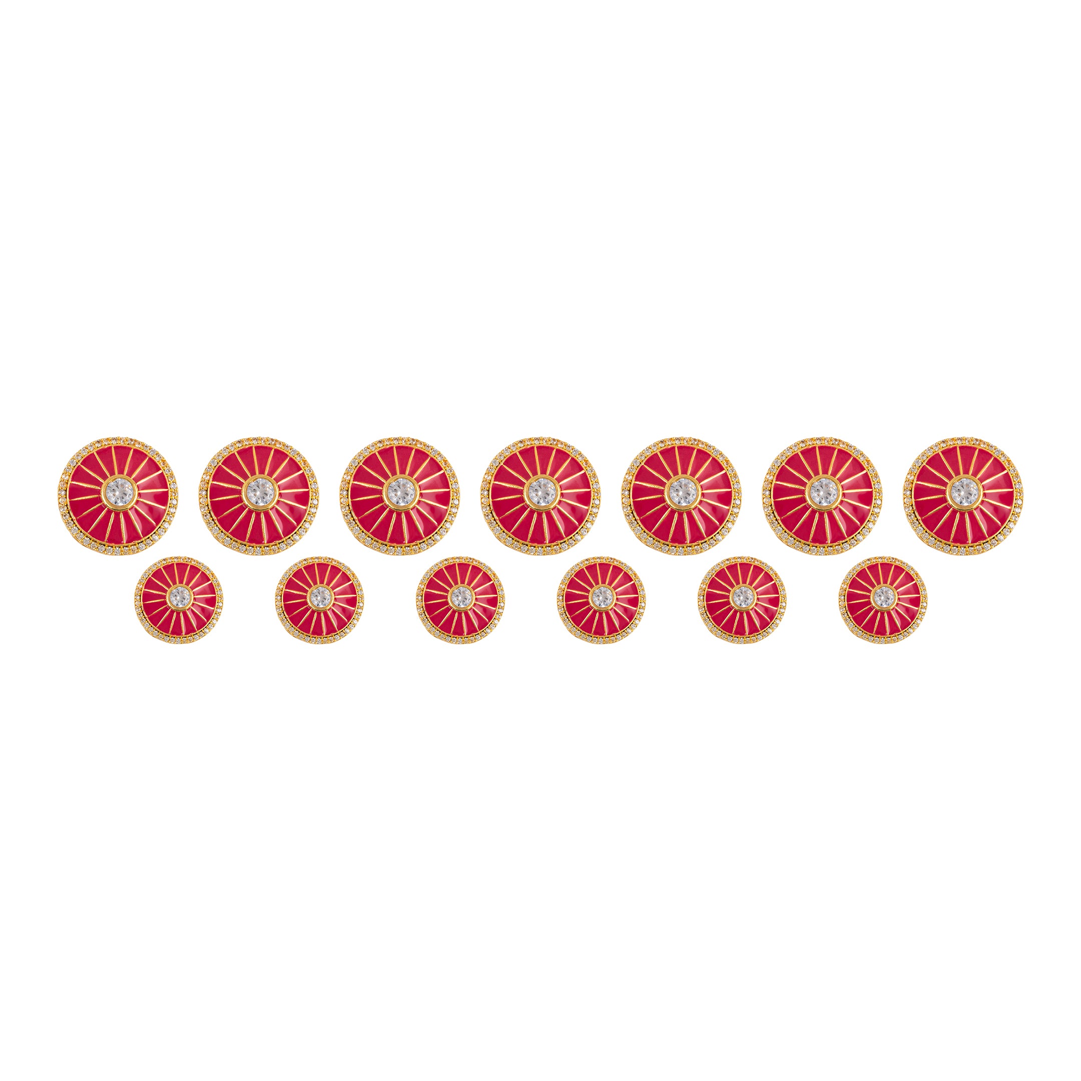 Handcrafted Magenta Pink Sunray Kundan Crystal Gold Plated Button