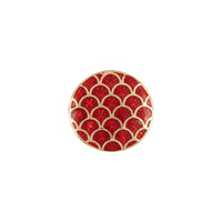 Handcrafted Ruby Red Fish Scale Meenakari Gold Plated Button