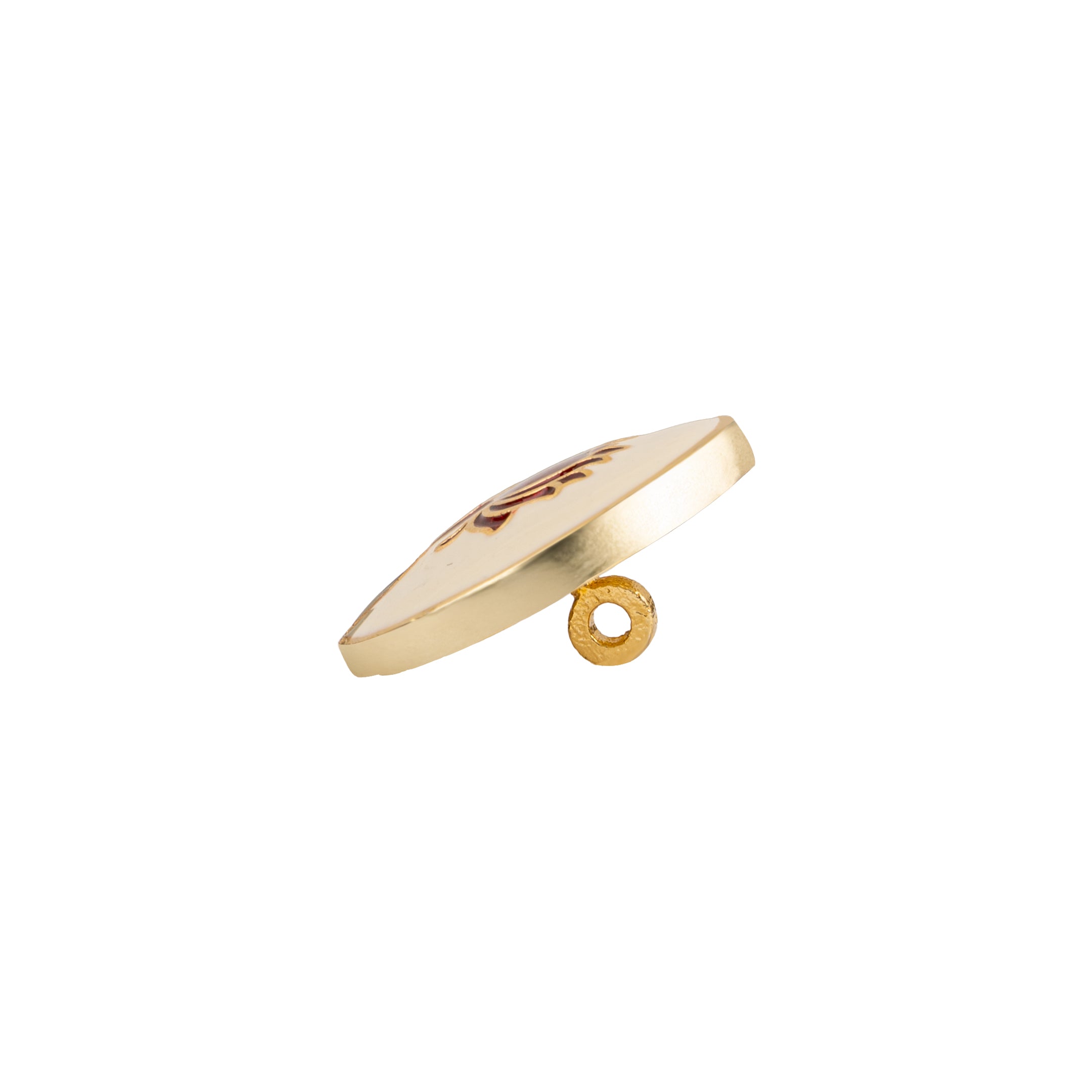 Handcrafted Ivory Red Lotus Meenakari Gold Plated Button