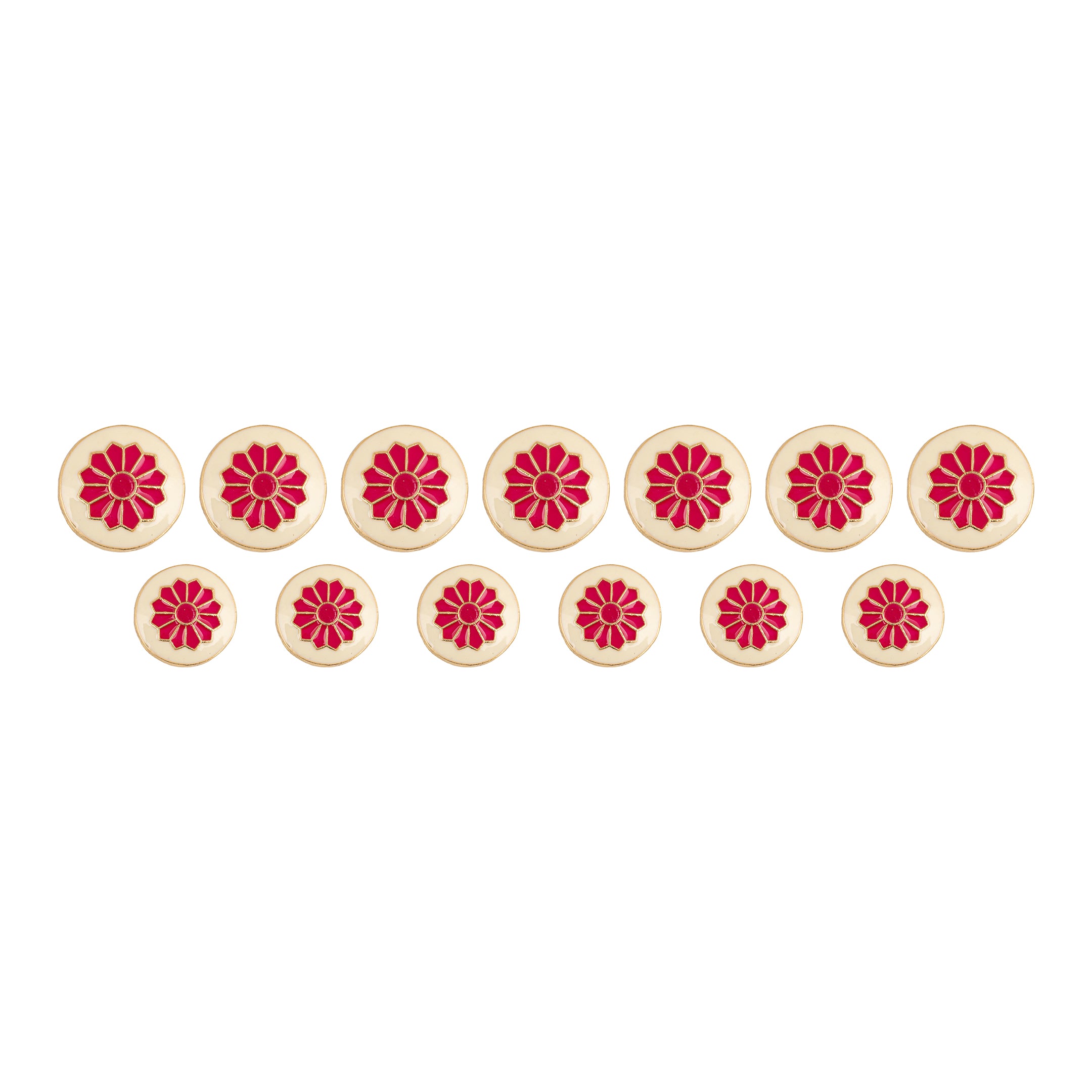 Handcrafted Ivory Pink Daisy Meenakari Gold Plated Button