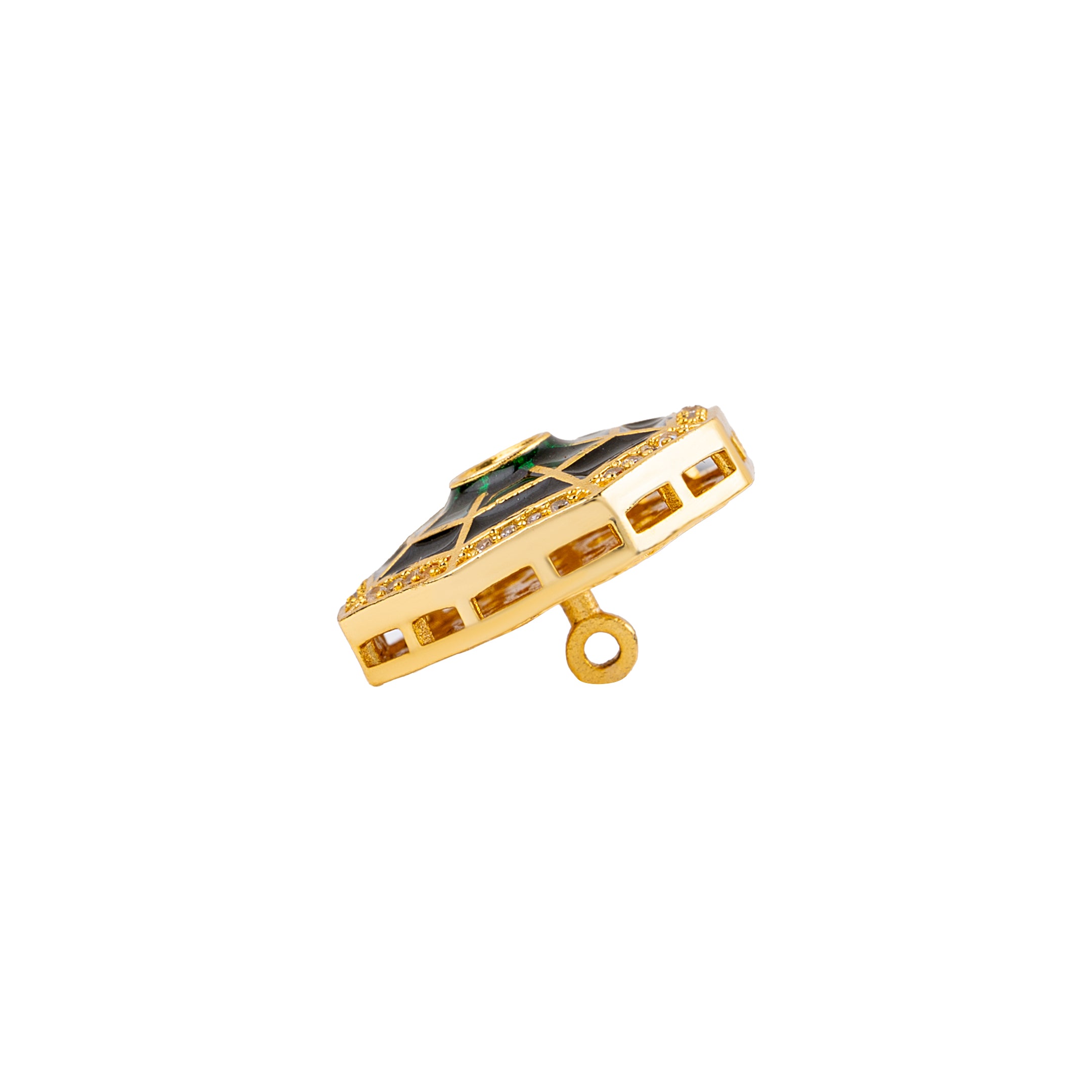 Green & Black Enamel Bagau Octagon Gold Plated Suit Buttons