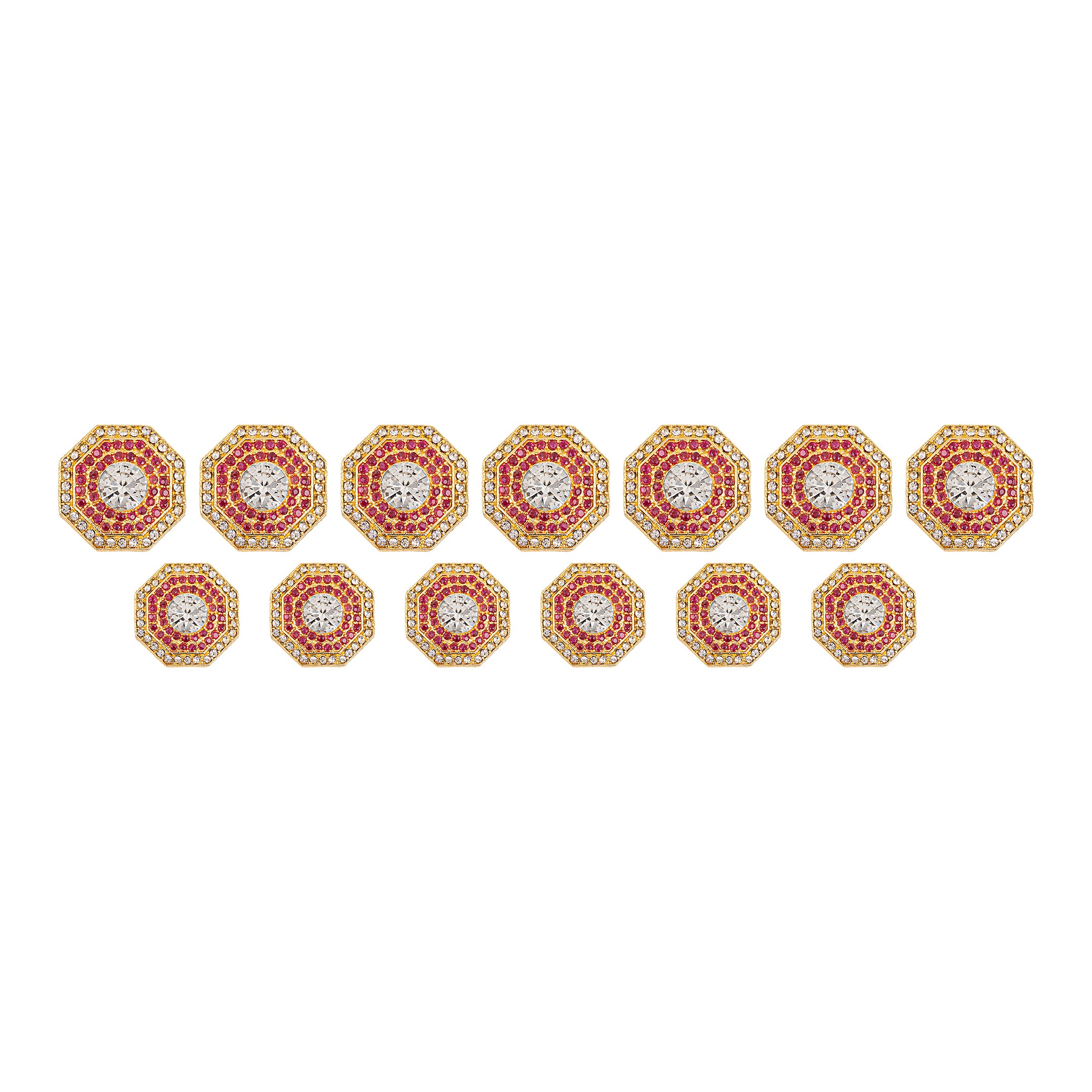 Radiant Chakra Zircon Stones Octagonal Gold Plated Suit Buttons
