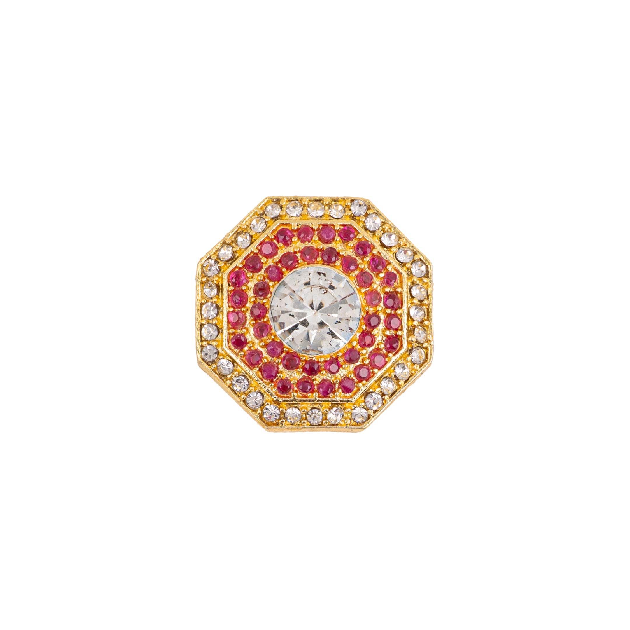 Radiant Chakra Zircon Stones Octagonal Gold Plated Suit Buttons
