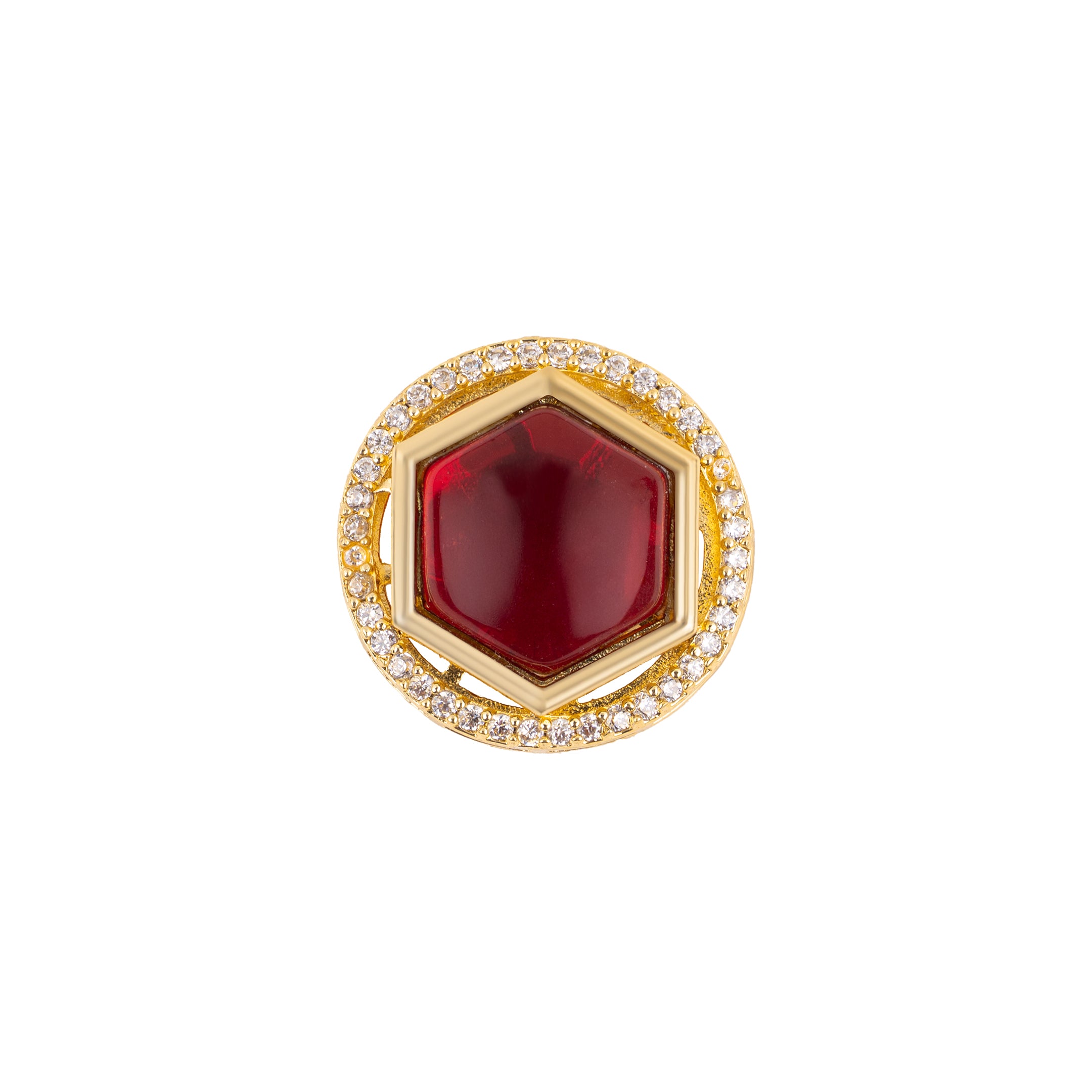 Handcrafted Polki Ruby Cabochon Gold Plated Suit Buttons
