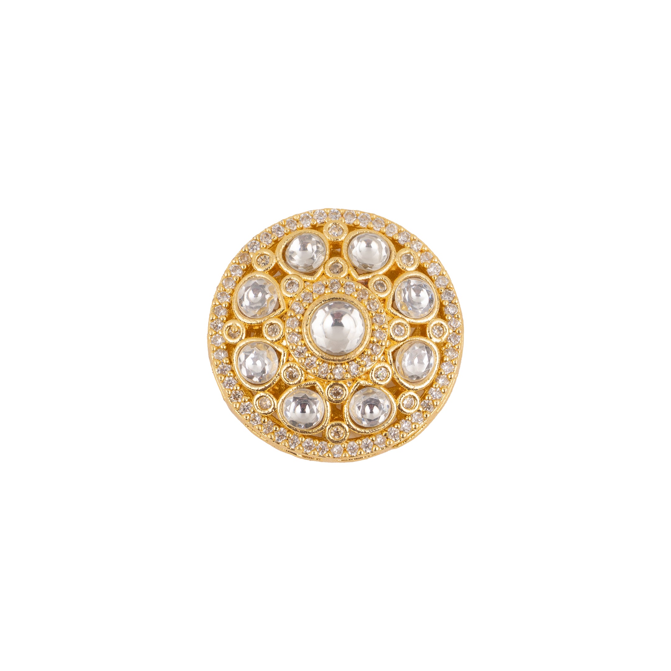Polki Kundan Floral Cluster Diamond Gold Plated Suit Buttons