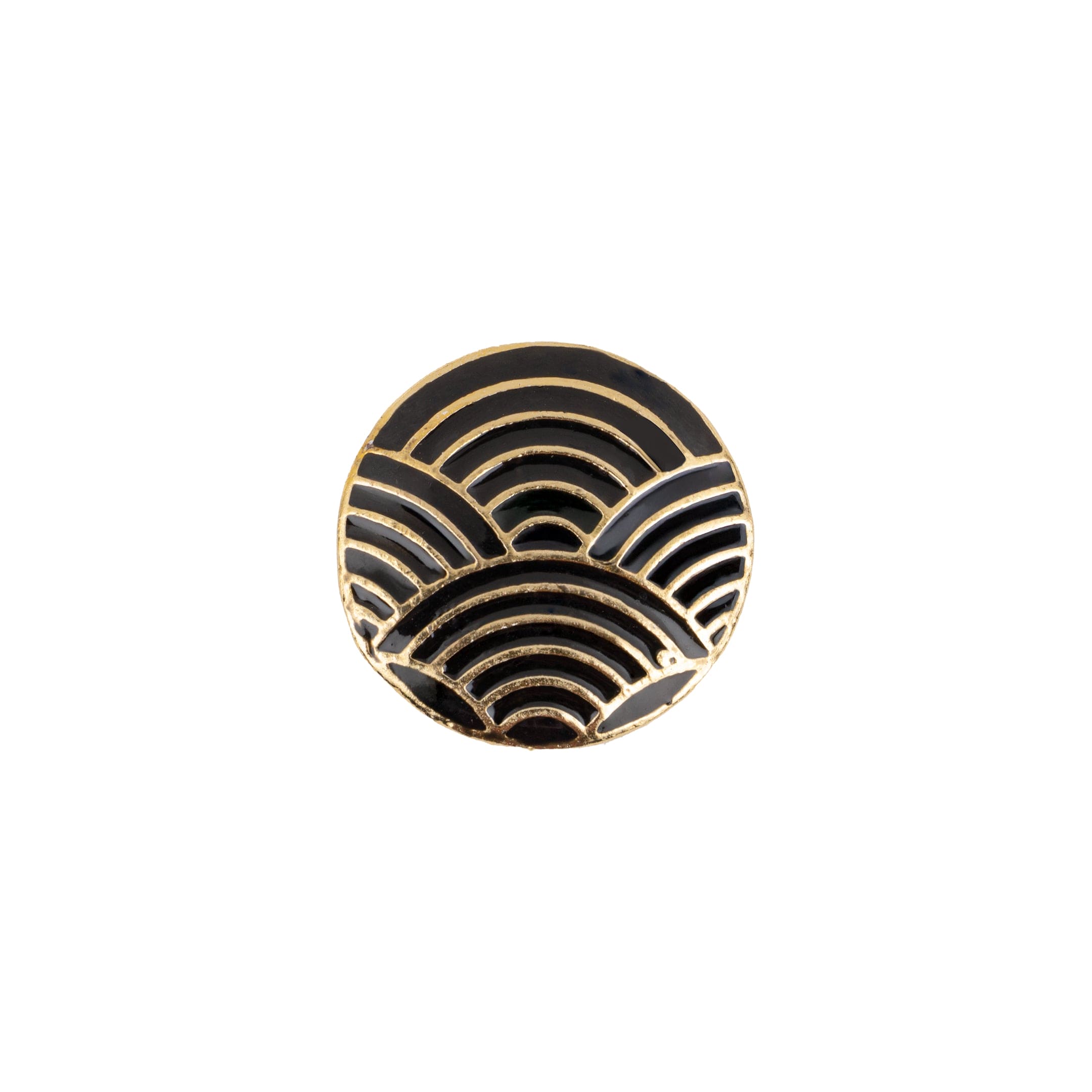 Seigaiha Wave Black Enamel Antique Gold Plated Suit Buttons