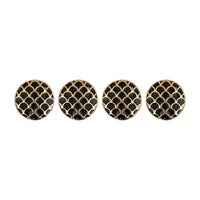 Black Matsya Jaal Motif Gold Plated Kurta Button Set