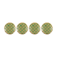 Green Matsya Jaal Motif Gold Plated Kurta Button Set